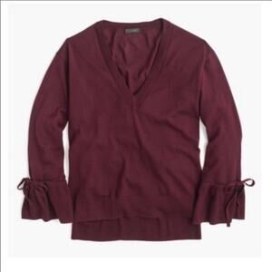 J Crew Drawstring V-Neck Merino Wool Sweater